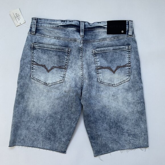 Guess Men's Slim Denim Shorts Super Stretch Blue Dye Wash Size 36 - Picture 4 of 5